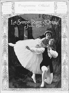 Program featuring Vaslav Nijinsky and Tamara Karsavina. By the end of the nineteenth century, tights were a standard part of the male dancer's ensemble due to the great range of motion they offered.