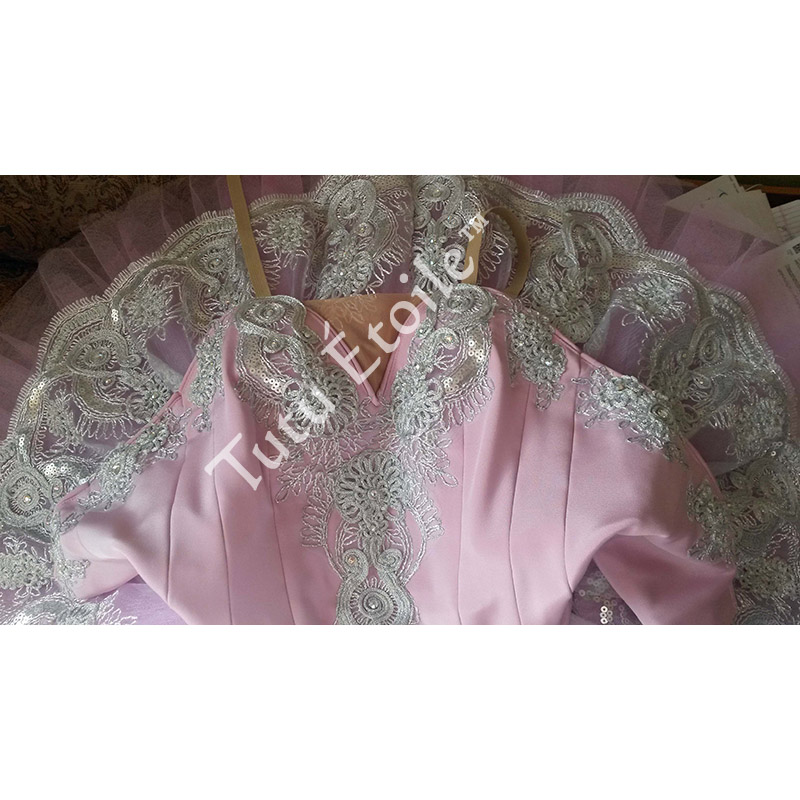 Pink Bodice with Bright Silver Lace