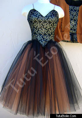 Black Copper and Brocade Gored Skirt
