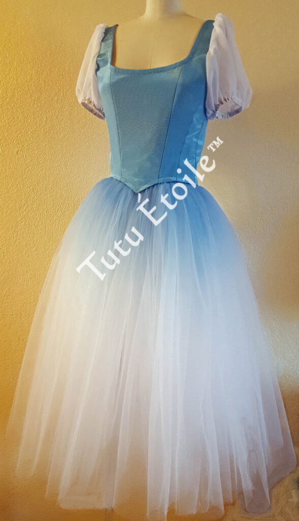 Blue ombre with attached puff sleeves